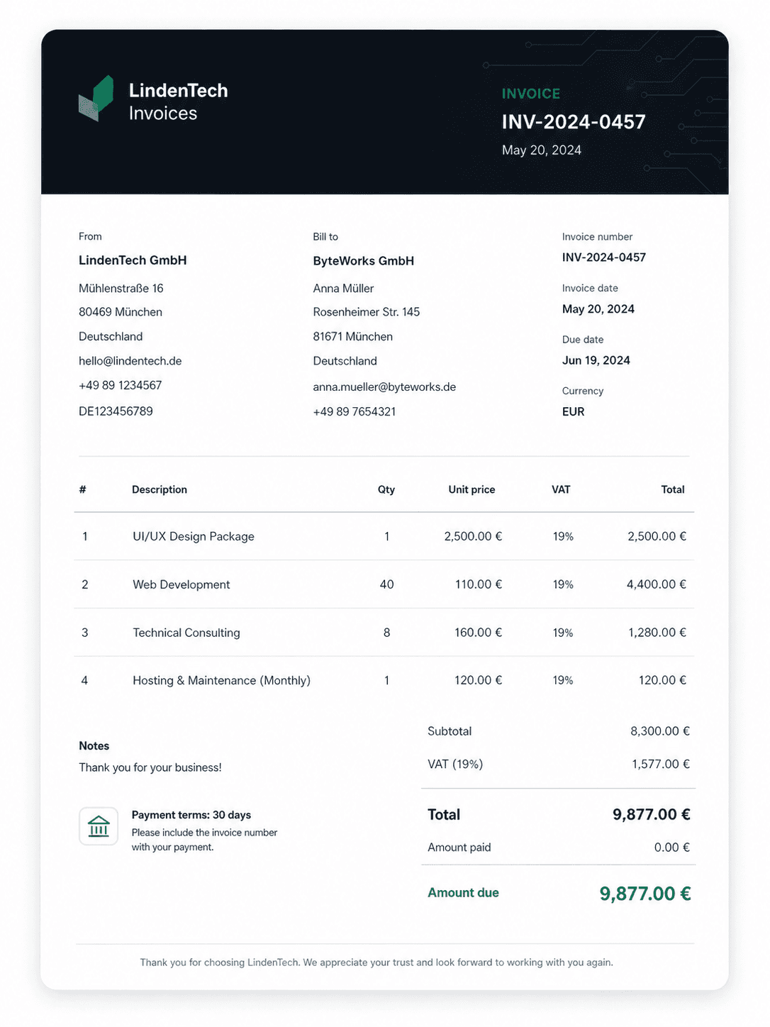 classic invoice template thumbnail